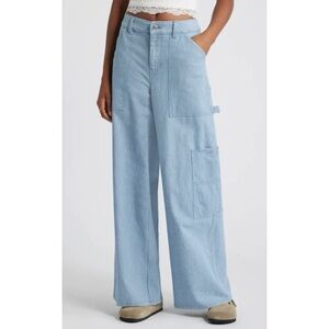 bp Light Blue white striped ( railroad) Wide Leg Jeans